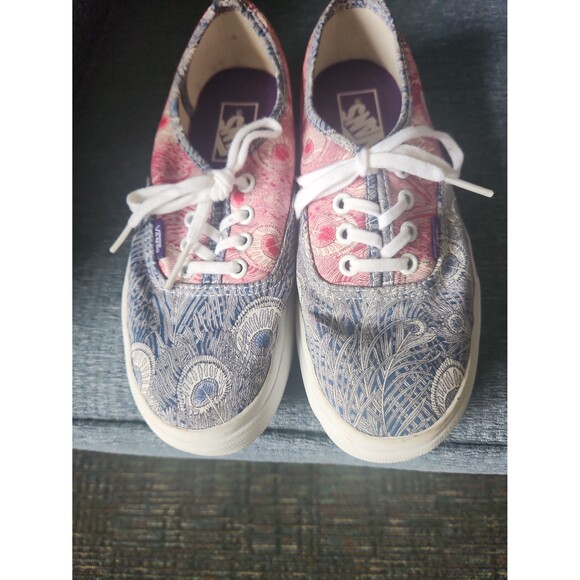 Vans Old Skool Skater Shoes Red & Blue Print Women's 5.5 - Picture 4 of 11